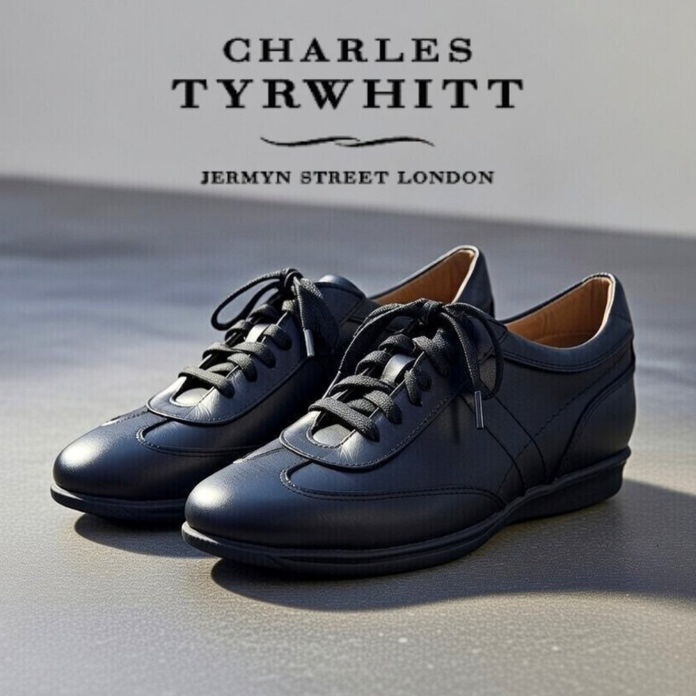 Charles Tyrwhitt Black Leather Sneakers Men’s Size 9 (Marked UK 8)